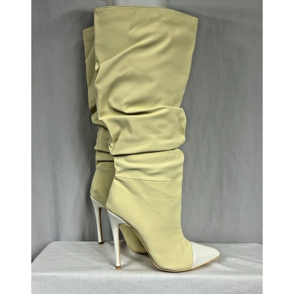 NEW IN BOX Mackin J 181-17 Beige Cap Toe Stiletto High Heel Slouch Boot Sz 7.5 - Picture 6 of 12